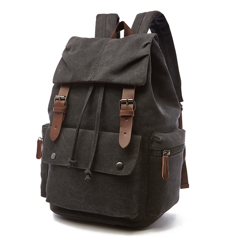 D41 Vintage Backpack simple casual laptop bag men canvas school bag fashion  cool travel rucksack