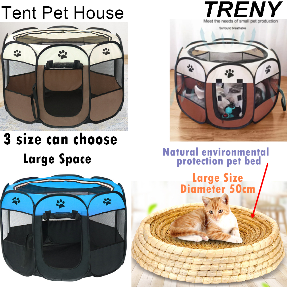TRENY Portable Cat Tent/Folding Cat House /Outdoor Travel Pet Tent/ Cat&Dog Cage/Khemah Kucing
