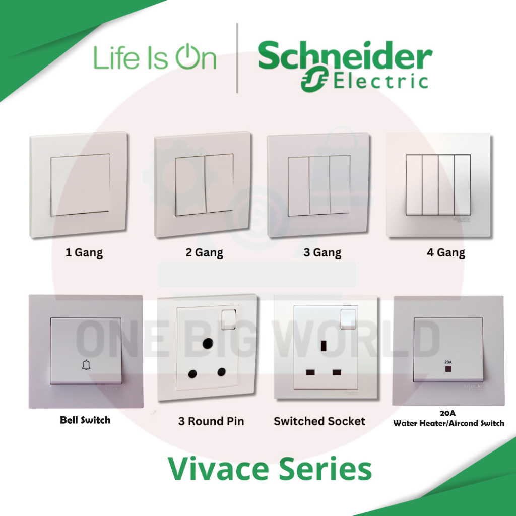 SCHNEIDER CLIPSAL VIVACE 13A/15A/1GANG 20A/1GANG BELL/1GANG/2GANG 250V ...