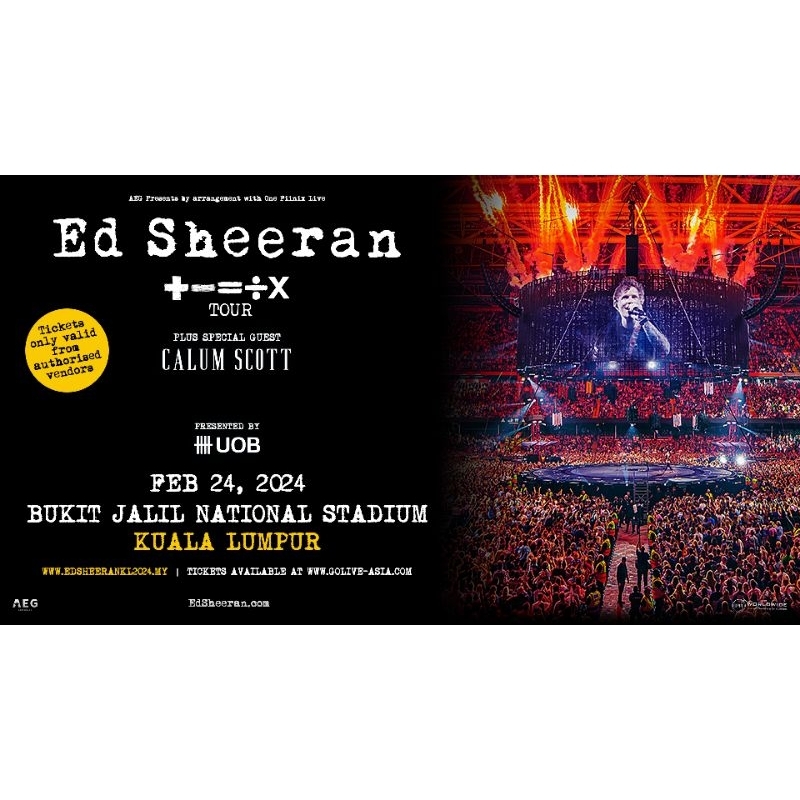 Ed Sheeran 24 Feb 2024 Kuala Lumpur Tour Concert Ticket Shopee Malaysia