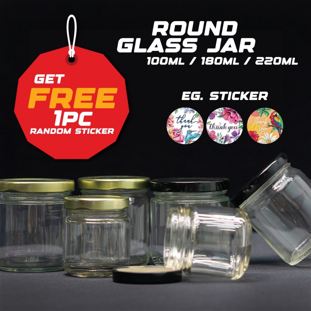 Round Glass Jar / Botol Kaca Bulat / Botol Doorgift Kaca / Spices ...