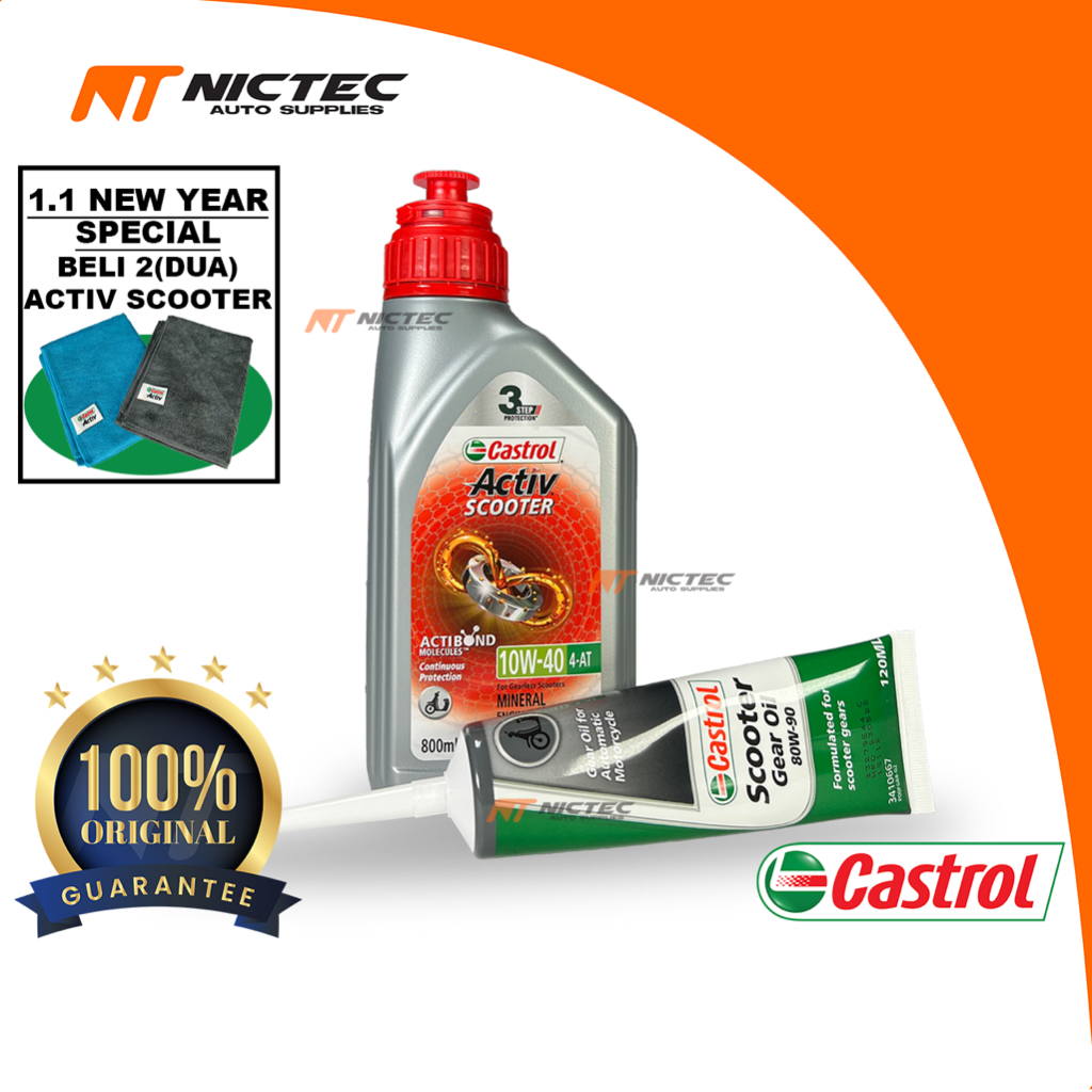 ACTIV SCOOTER 100 ORIGINAL CASTROL GEAR OIL 10W40 EGO LC EGO S NOUVO LC 0.8 LITRE Shopee Malaysia