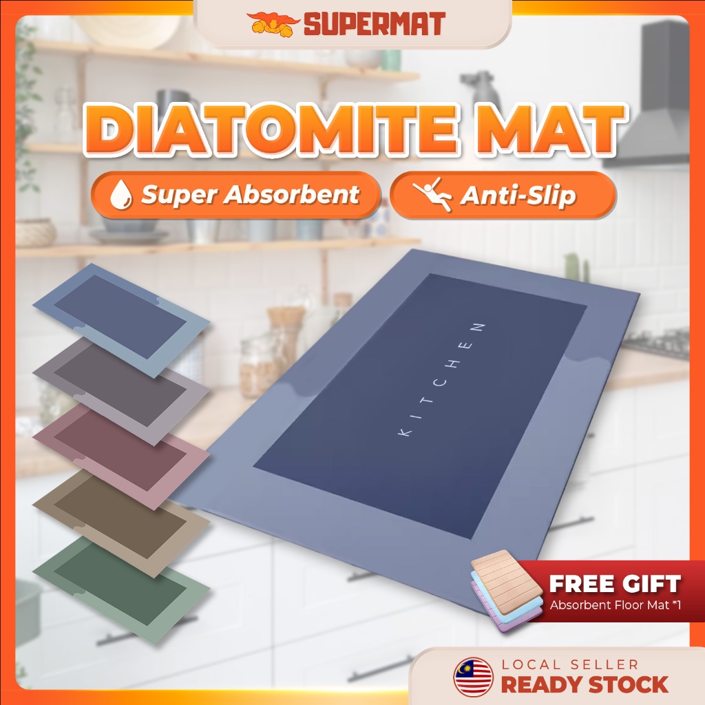 🎁【SUPERMAT】Kitchen Diatom Floor Mat Mud Pad Diatomit Antislip Quick Dry