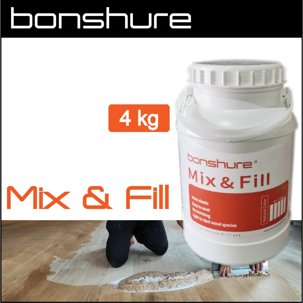 Bonshure Mix & Fill wood filler mixture with sawdust to fill up gaps
