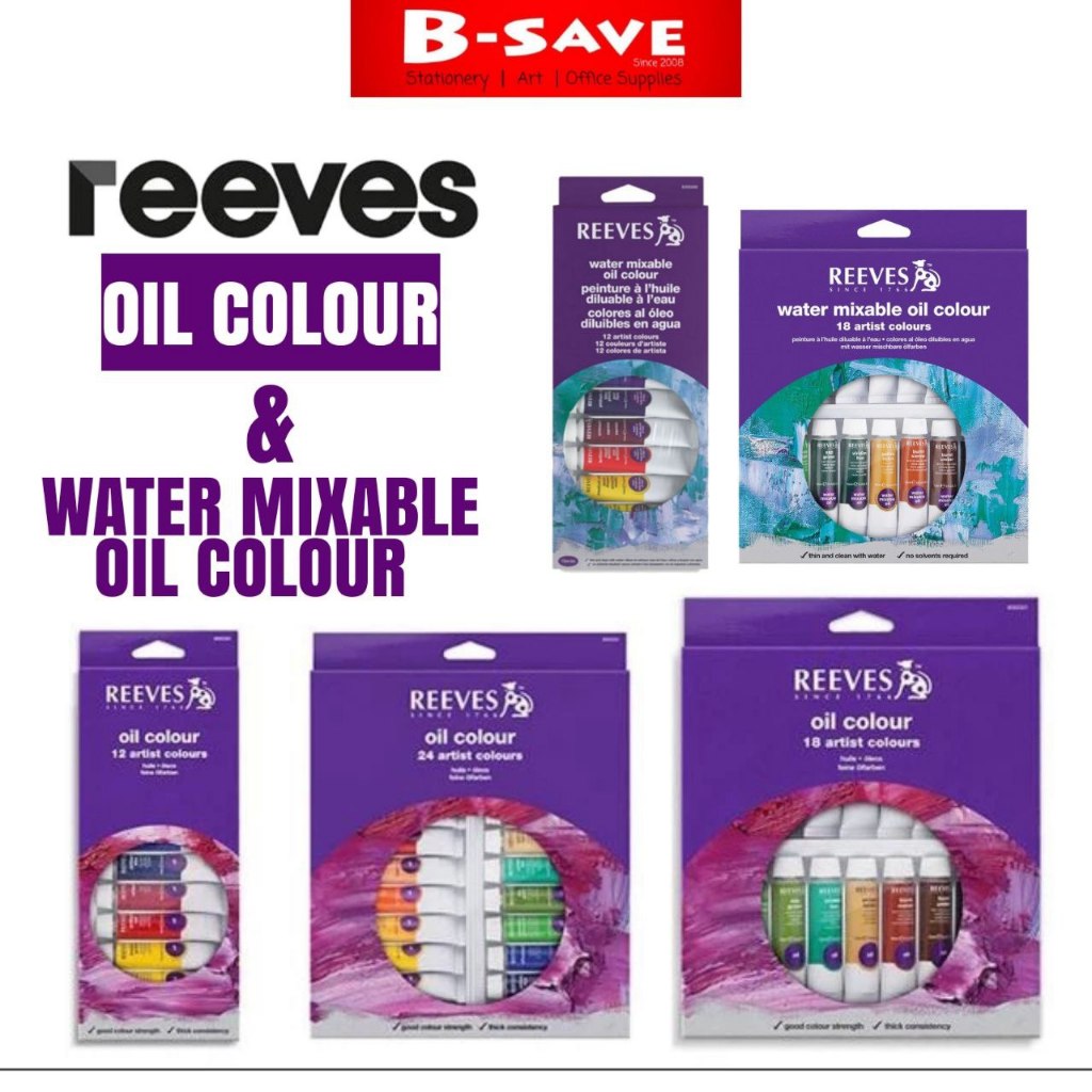Reeves Artist Oil Colour/ Water Miaxable Oil Colour Paint Set Of 12col ...