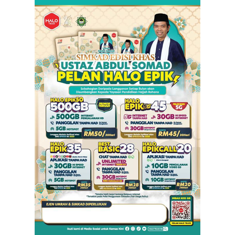 PROMO SIMKAD EDISI KHAS USTAZ ABDUL SOMAD HALO TELCO TUNETALK | Shopee ...