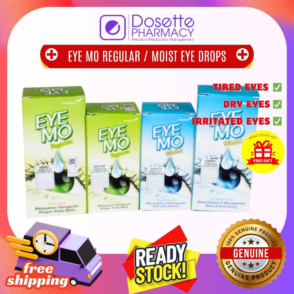 EYE MO REGULAR (GREEN) / MOIST (BLUE) 7.5ML/15ML EYE DROPS - UBAT MATA ...