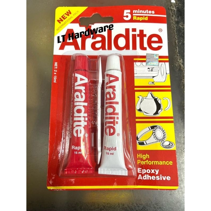 Colle Epoxy Araldite Rapide 5 Minutes - Seringue 24ml, Ultra Résistante Multi-surfaces