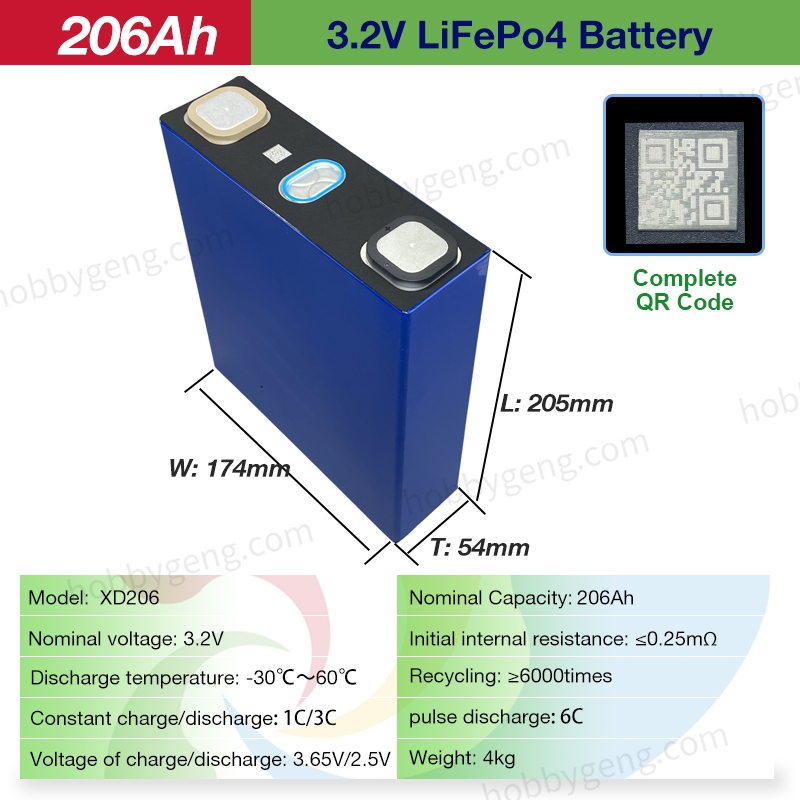 4PCS BRAND NEW XDLE XD206 LIFEPO4 3.2V 206AH BATTERY FOR SOLAR ENERGY ...