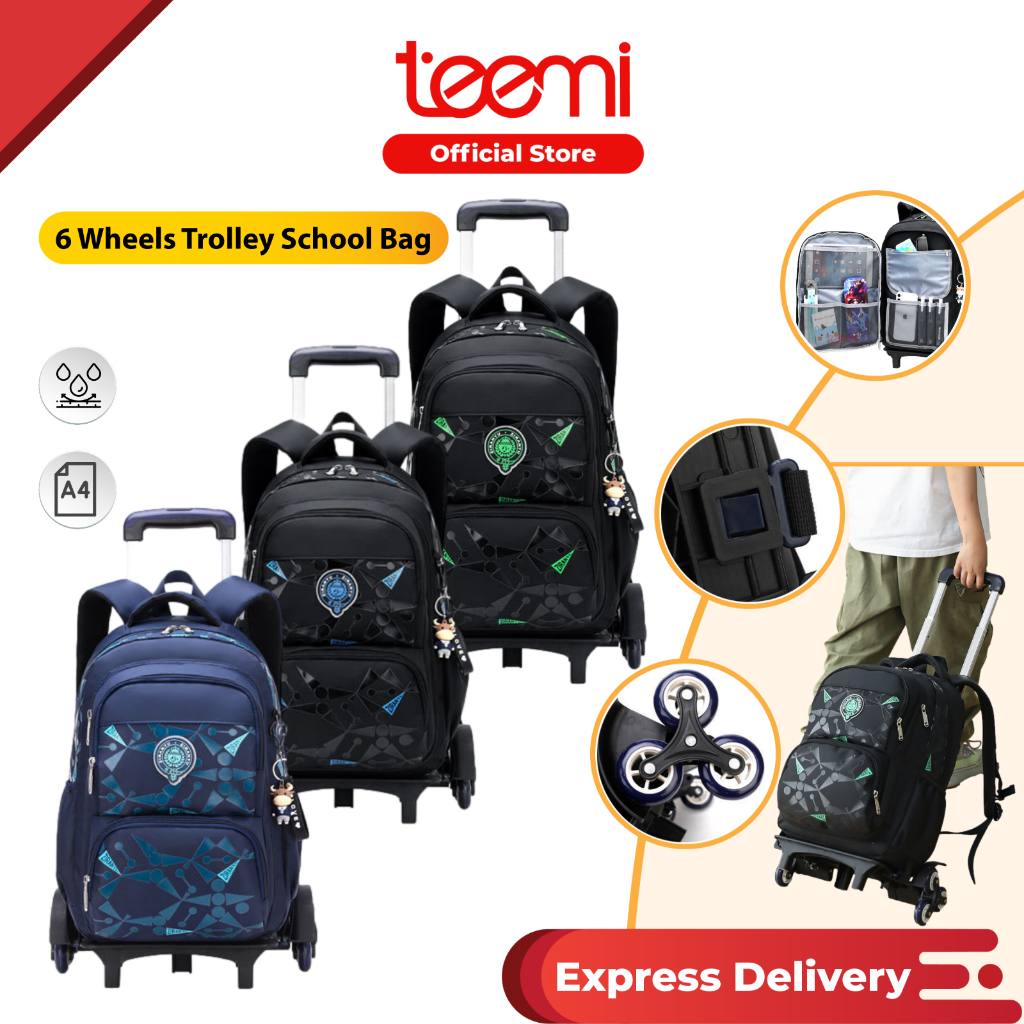 TEEMI 46cm Primary 6 Wheels Trolley School Bag Roller Climb Staircase Backpack Beg Troli Sekolah Begpack Kids Children Shopee Malaysia