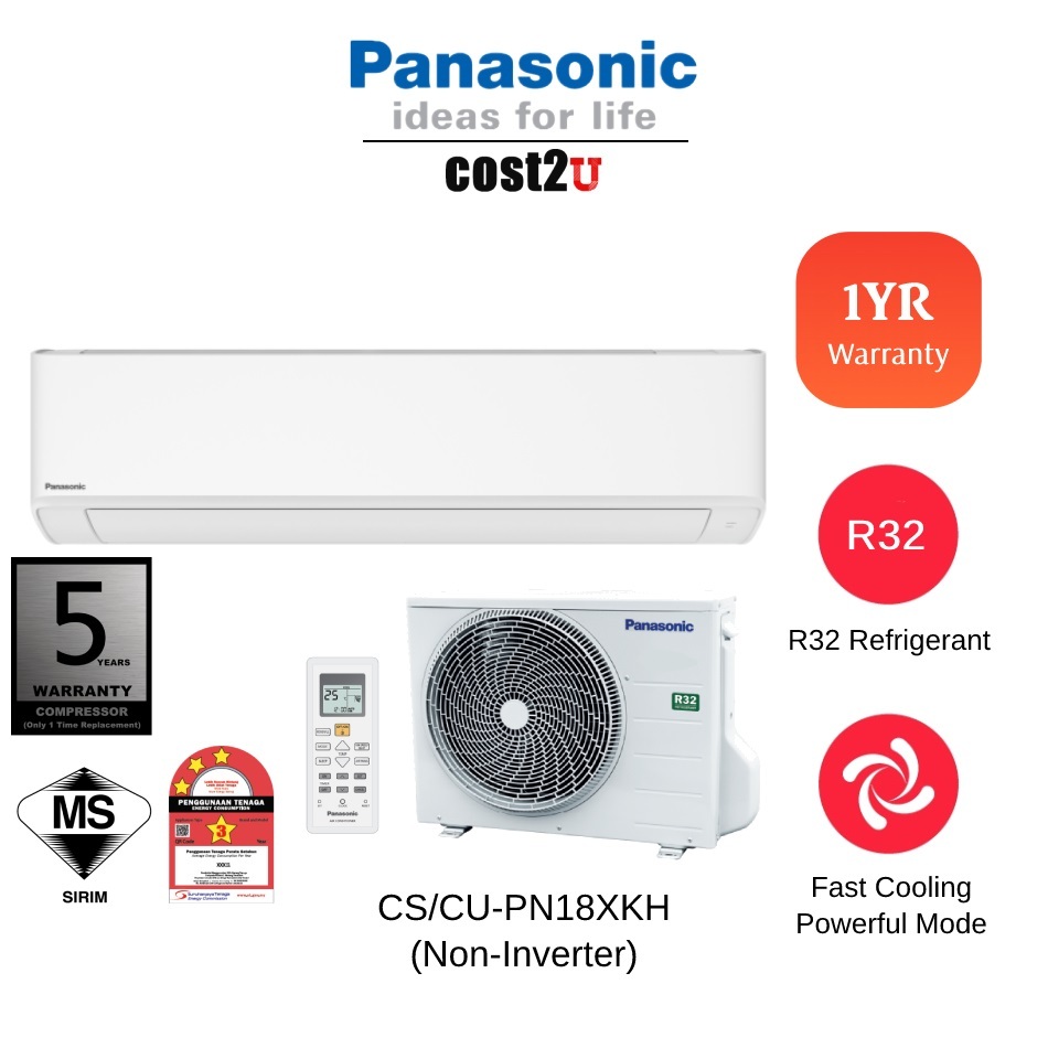 Panasonic Standard Non-Inverter R32 Air Conditioner | CS-PN18XKH CS ...