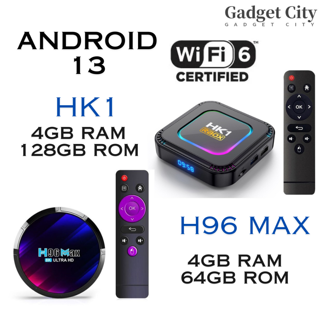 HK1 H96 MAX WiFi 6 Android 13 4GB RAM 128GB RAM Android TV Box Android Box  HDMI 2 USB Bluetooth 5 4K 8K