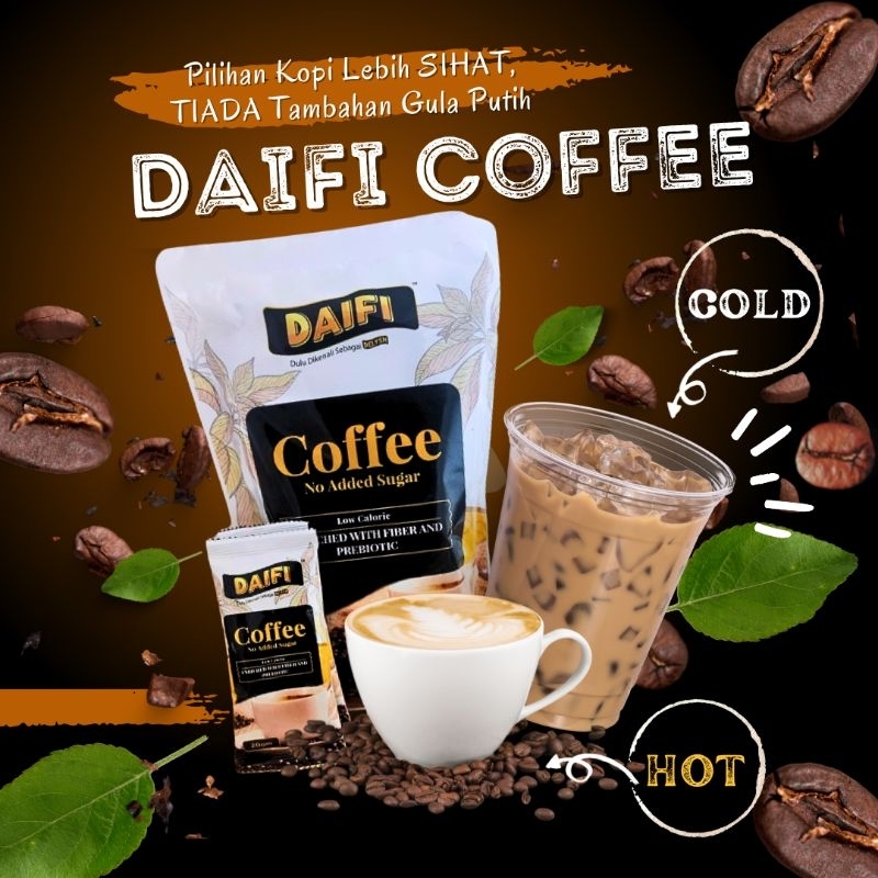 Daifi White Coffee 3 in 1 (Delysh) Kopi Sedap Tanpa Gula Putih Rendah