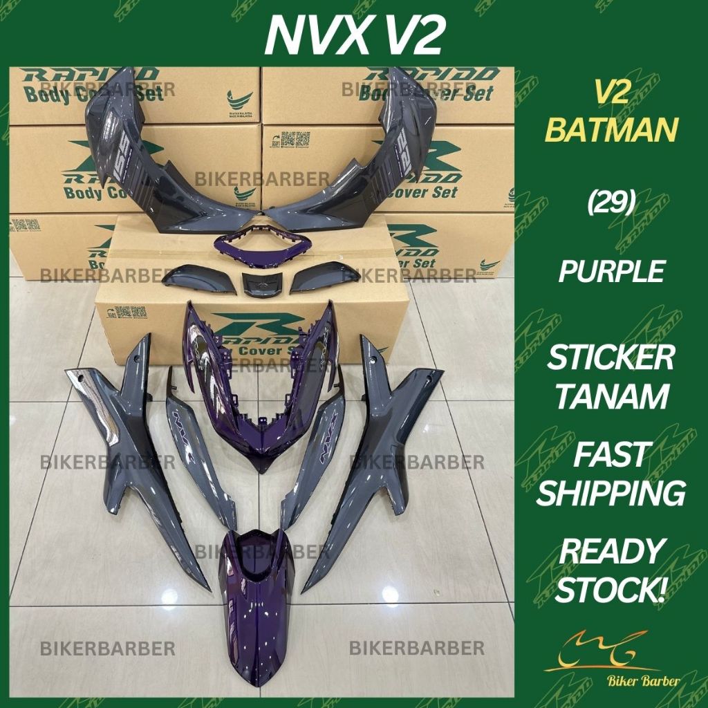 Rapido Coverset Yamaha Nvx V Batman Purple Red Body Cover Set