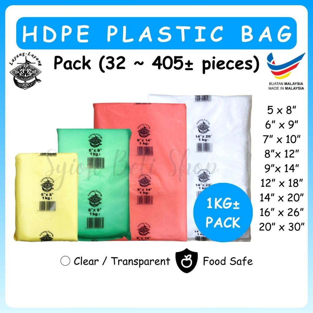 HD 1kg ± Plastic Bag HDPE Plastik Beg (Thick Tebal) Food Drink ...