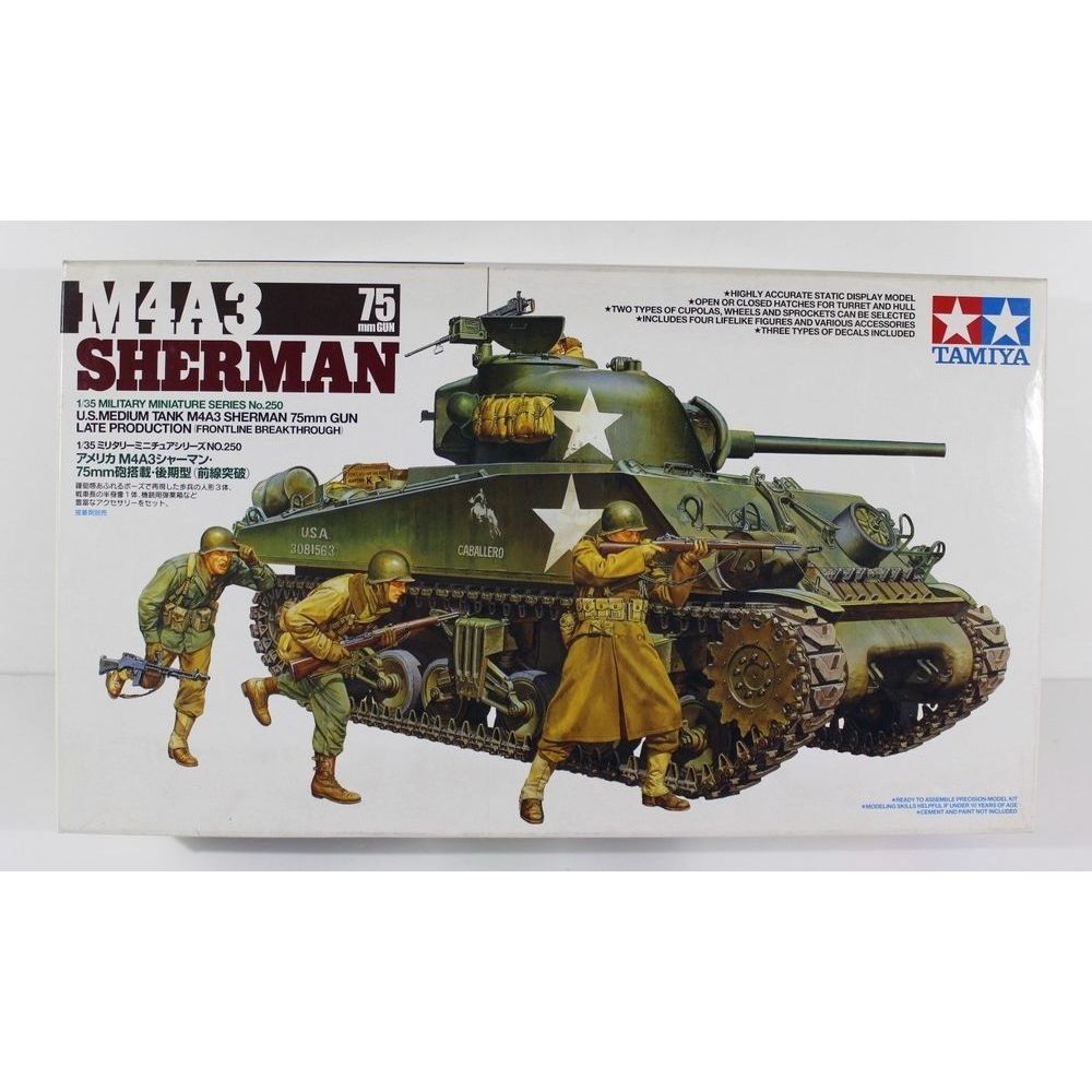 Tamiya 35250 US Medium Tank M4A3 Sherman 75mm Gun 1/35 Scale Kit ...