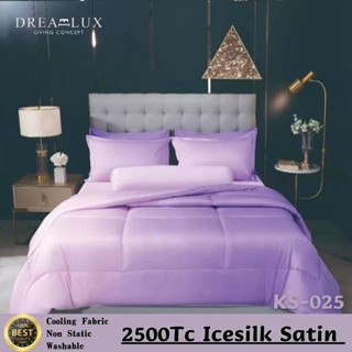 DREAMLUX 冰丝床单+棉被2500Tc Ice Silk Satin 5in1 Bedsheet With Comforter Cooling  Bedsheet King Queen Super Single Cadar Satin