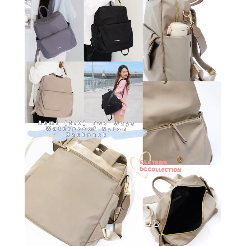 DEC Collection Women’s Backpack - Aemi (3.0) Two Ways Waterproof Nylon ...