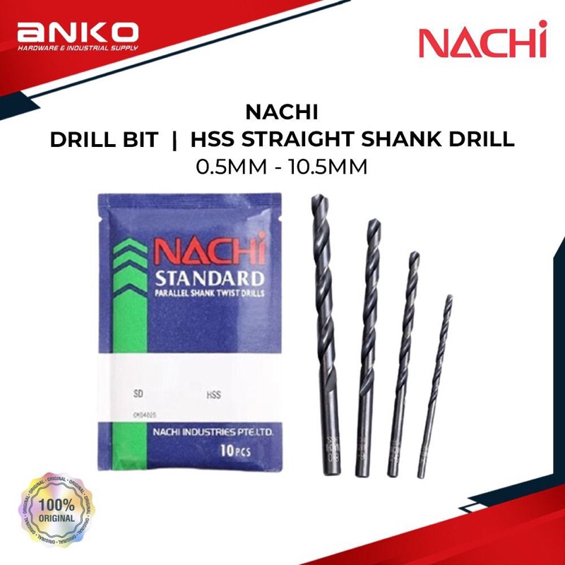 (100 ORI) 0.5MM 10.5MM NACHI DRILL BIT HSS STRAIGHT SHANK DRILL(MM