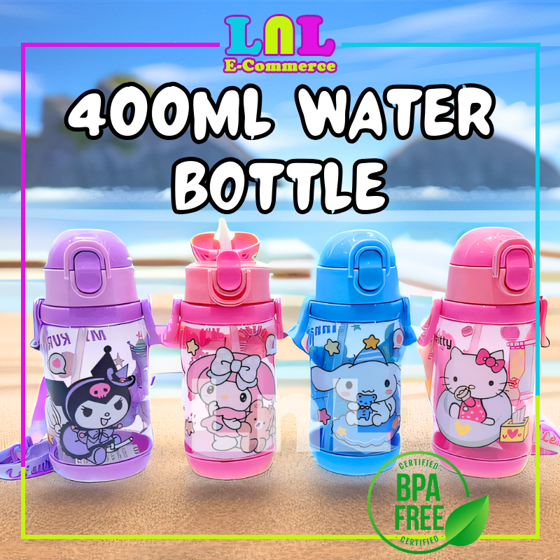 LNL 400ML Kuromi Water Bottle Kids Cartoon Drinking Bottle with Straw ...