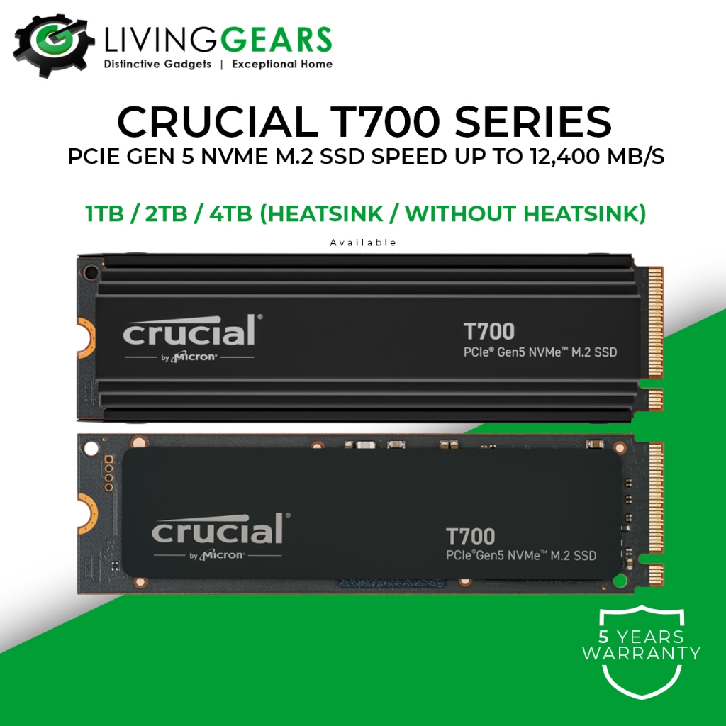CRUCIAL SSD NVME M.2 GEN 5 T700 SERIES ( 1TB / 2TB / 4TB ) | Shopee ...