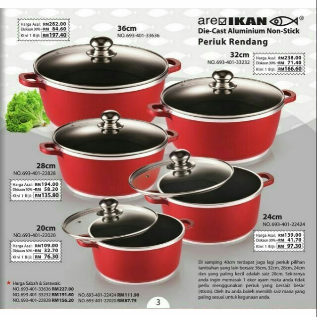 AREIKAN PERIUK RENDANG NON STICK 20 CM - 36 CM READYSTOCK | Shopee Malaysia