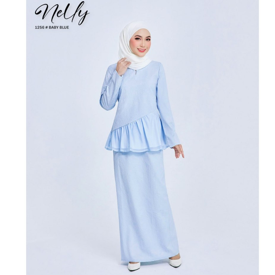 CC NELLY KURUNG MODEN RUFFLE SNOW BROCADE BAJU RAYA 2024 KAIN SUSUN ...
