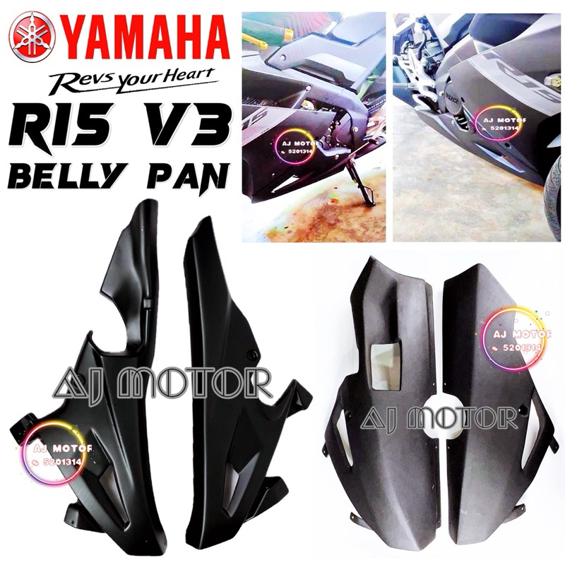 YAMAHA R15 V3 BELLYPAN BELLY PAN FIBRE LOWER BODY COVER SET BAJAK BAWAH ...
