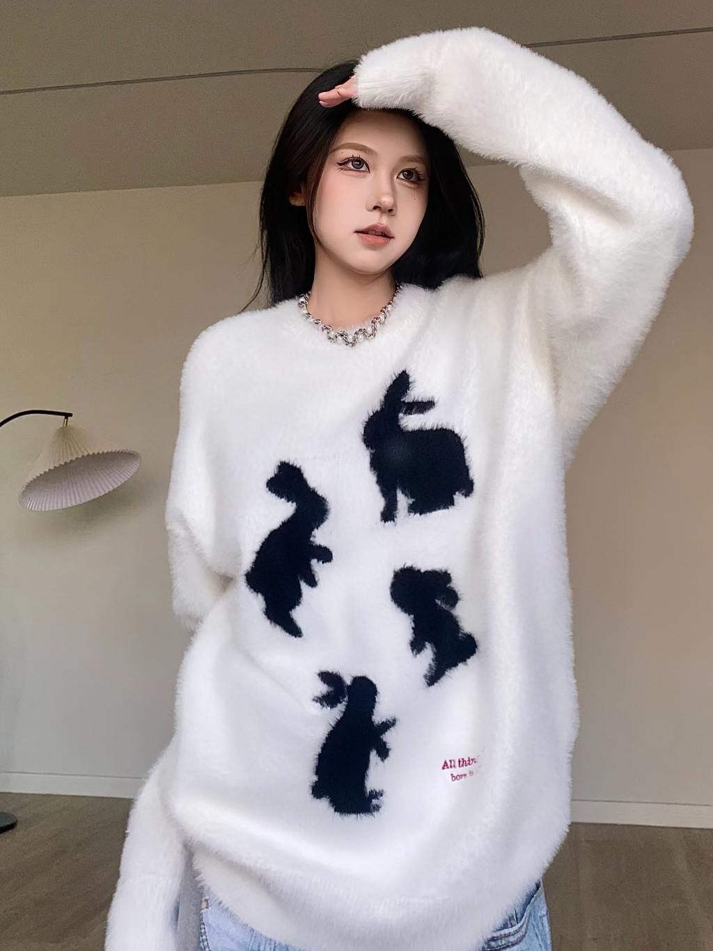 Jumping Rabbits Furry Sweater | Shopee Malaysia