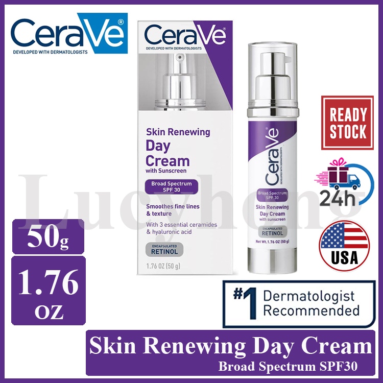 Cerave Skin Renewing Day Cream With Sunscreen Spf 30 Anti Wrinkle Retinol Face Cream 50g L All 8759