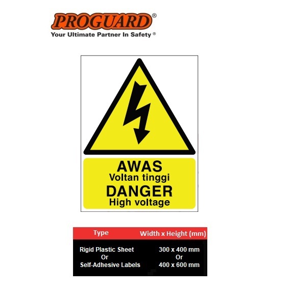 Proguard Voltan Tinggi / High Voltage Safety Warning Sign Indoor ...