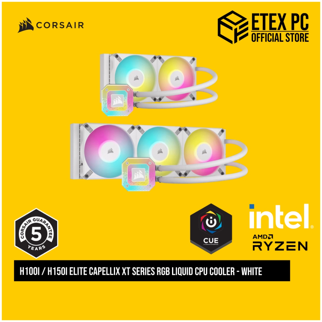 Corsair Icue Elite Capellix Xt Series Rgb Liquid Cpu Cooler White H100i H150i Shopee