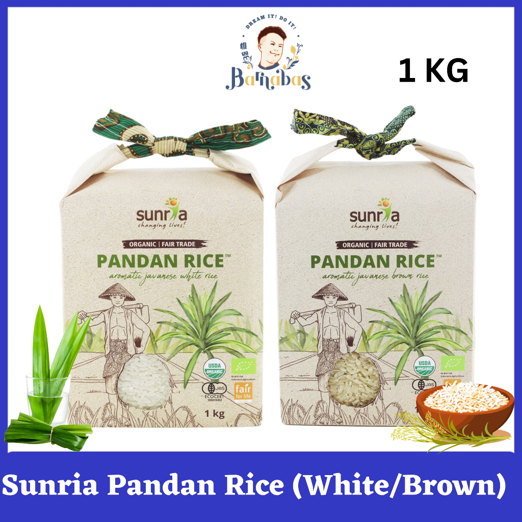 Sunria Pandan Rice (White/Brown) (1kg) [ORGANIC WHITE/ BROWN RICE ...