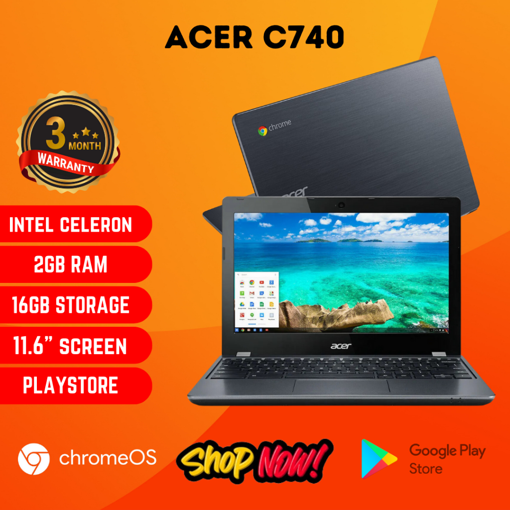 Acer C740 Celeron 2gb Ram 16gb Ssd Windows 10 Refurbish Shopee Malaysia