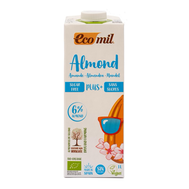 Almond Milk Sugarfree with calcium, 1L Organic, Vegan, Gluten Free, Sugar Free, Lactose