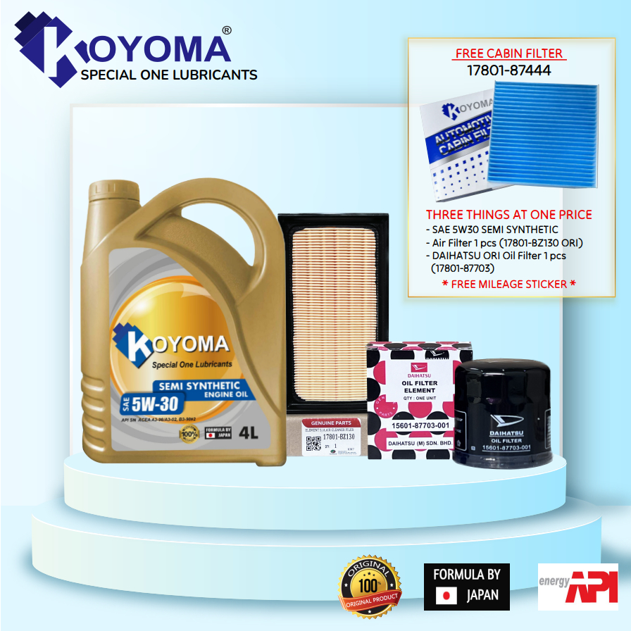 PERODUA BEZZA 1.3 AIR FILTER + ORI OIL FILTER + KOYOMA 5W30 SEMI ...