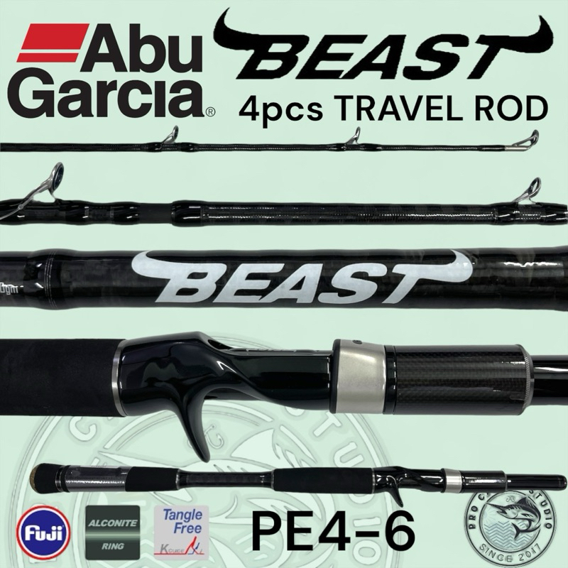 ABU GARCIA BEAST PE4-6 baitcasting travel rod 4 piece Fishing rod heavy  cover game rod