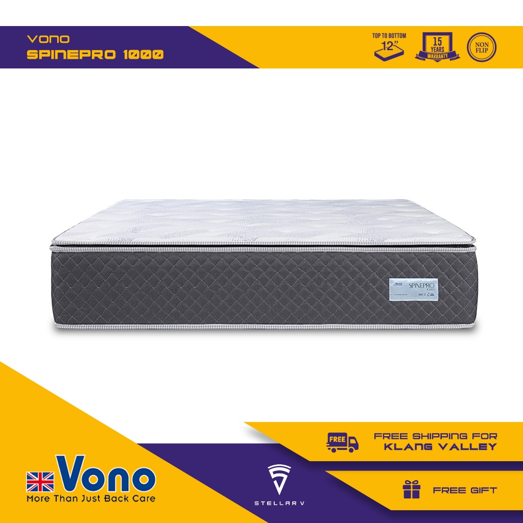 Vono SpinePro 1000 Mattress, 12 inch Elite Pocketed Posture Spring