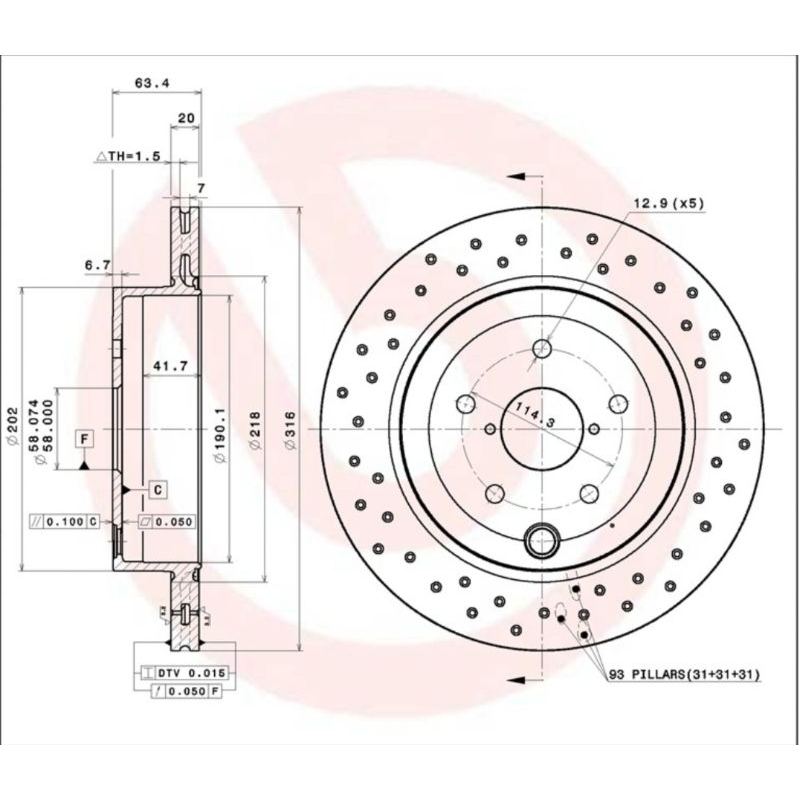 Original Brembo XTRA Front Rear Disc Rotor - Subaru STi GRB Version 10 ...