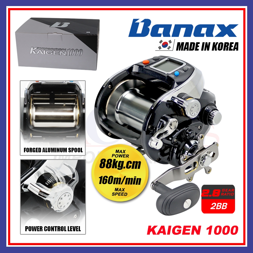KOREA) Max Drag 20Kg Banax Kaigen 1000 Made in Korea Electric Reel Deep Sea  Trolling Jigging & Game Fishing TCE Tackles