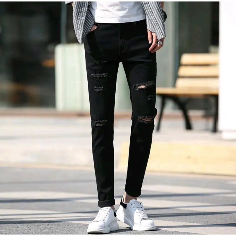 Summer thin Korean style trendy bread black scratches 7 koyak slim fit ...