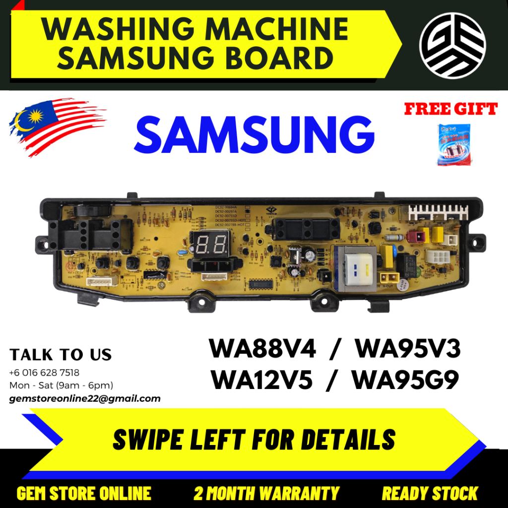 WA88V4 WA95V3 WA12V5 WA95G9 SAMSUNG Washing Machine Board Board Mesin Basuh Samsung PCB Board 7 PIN SOCKET