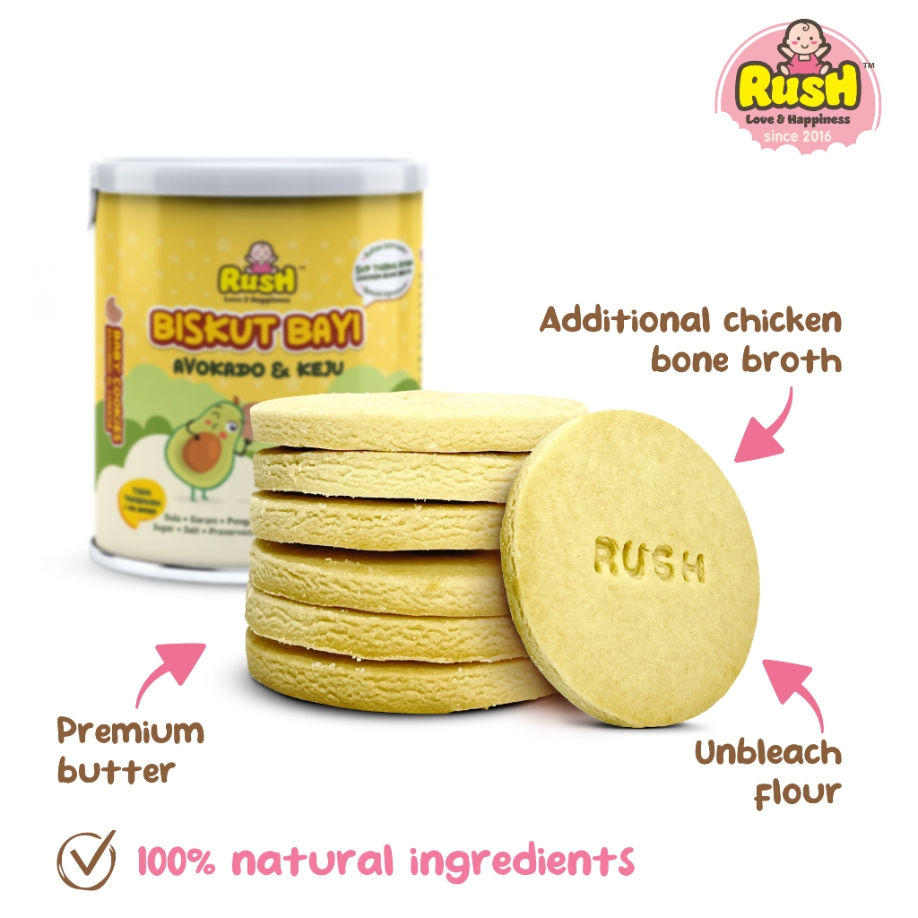 FAWWAZ Rush Baby Cookies Chicken Bone Broth Biskut Bayi (7m+) Shopee