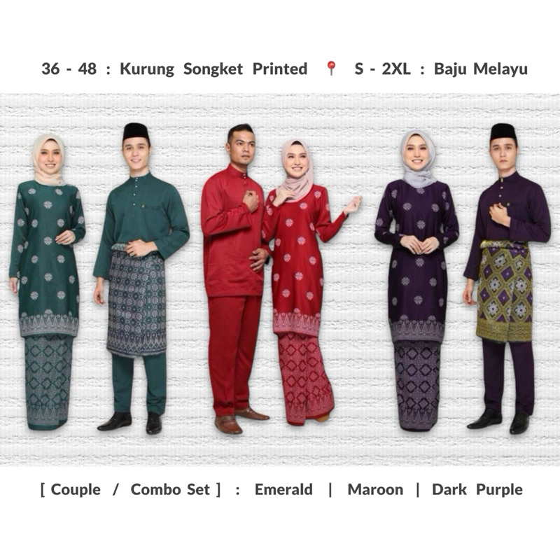 Baju Raya Sedondon 2024 . Kurung Moden Songket Printed . Baju Melayu