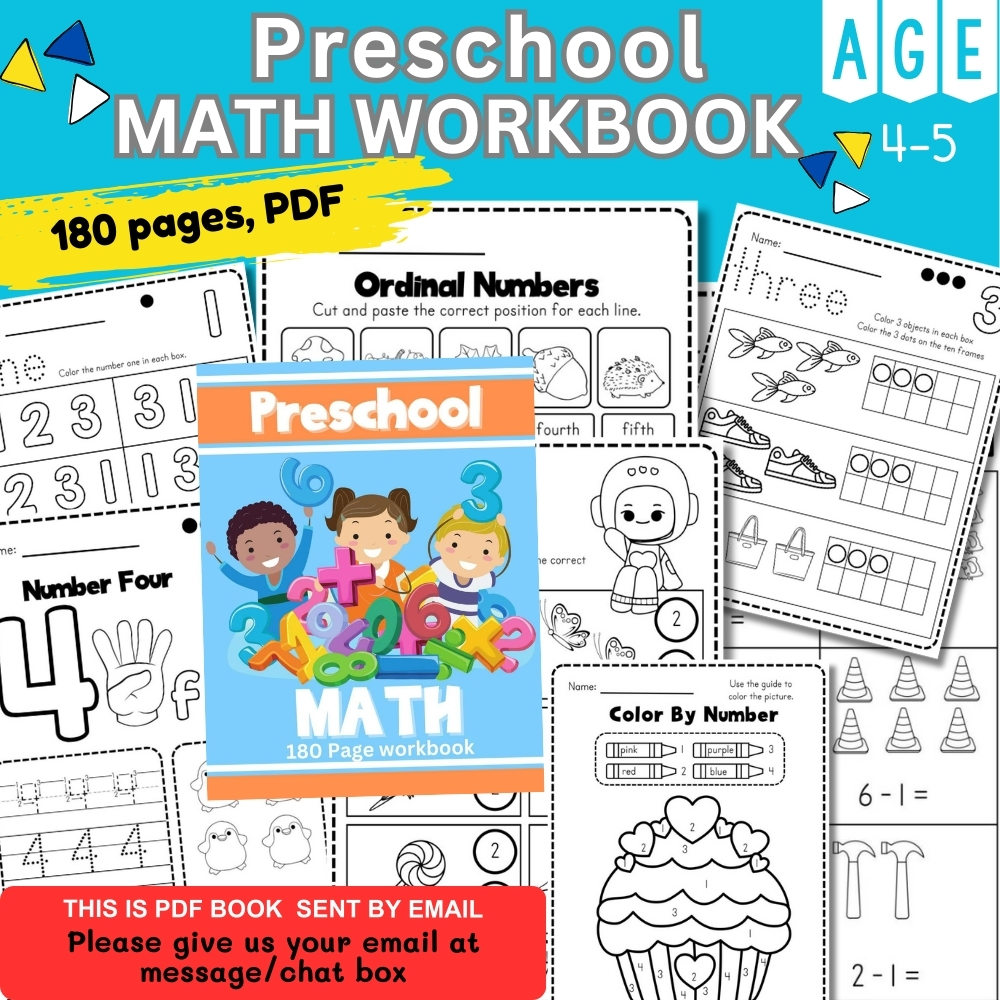 Preschool Math Worksheet 180pages (PDF, Softcopy Email) Matematik ...