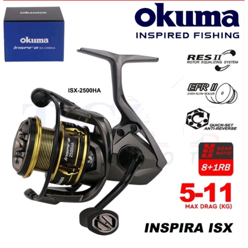 Okuma Inspira ISX Spinning Fishing Reel (5kg-11kg Maxdrag) Spinning Reel  Mesin Pancing (8+1RB) joran pancing tenggiri