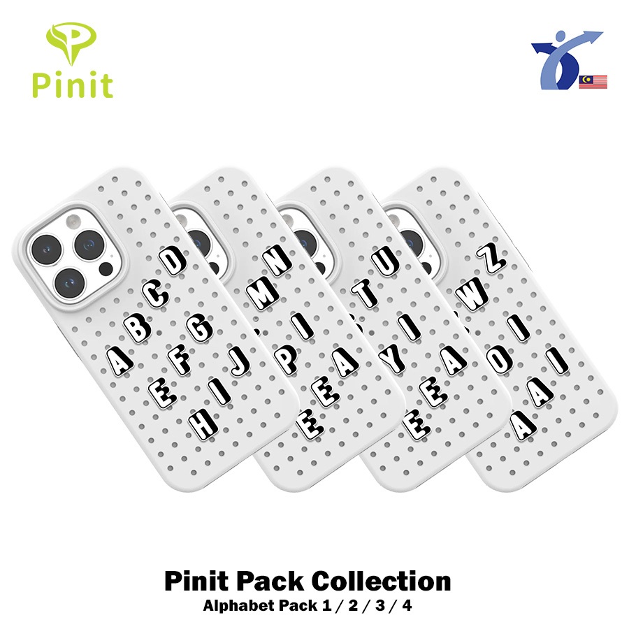 Pinit Pin Pack Collection - Alphabet Pack 1 / 2 / 3 / 4 (Phone Case is ...