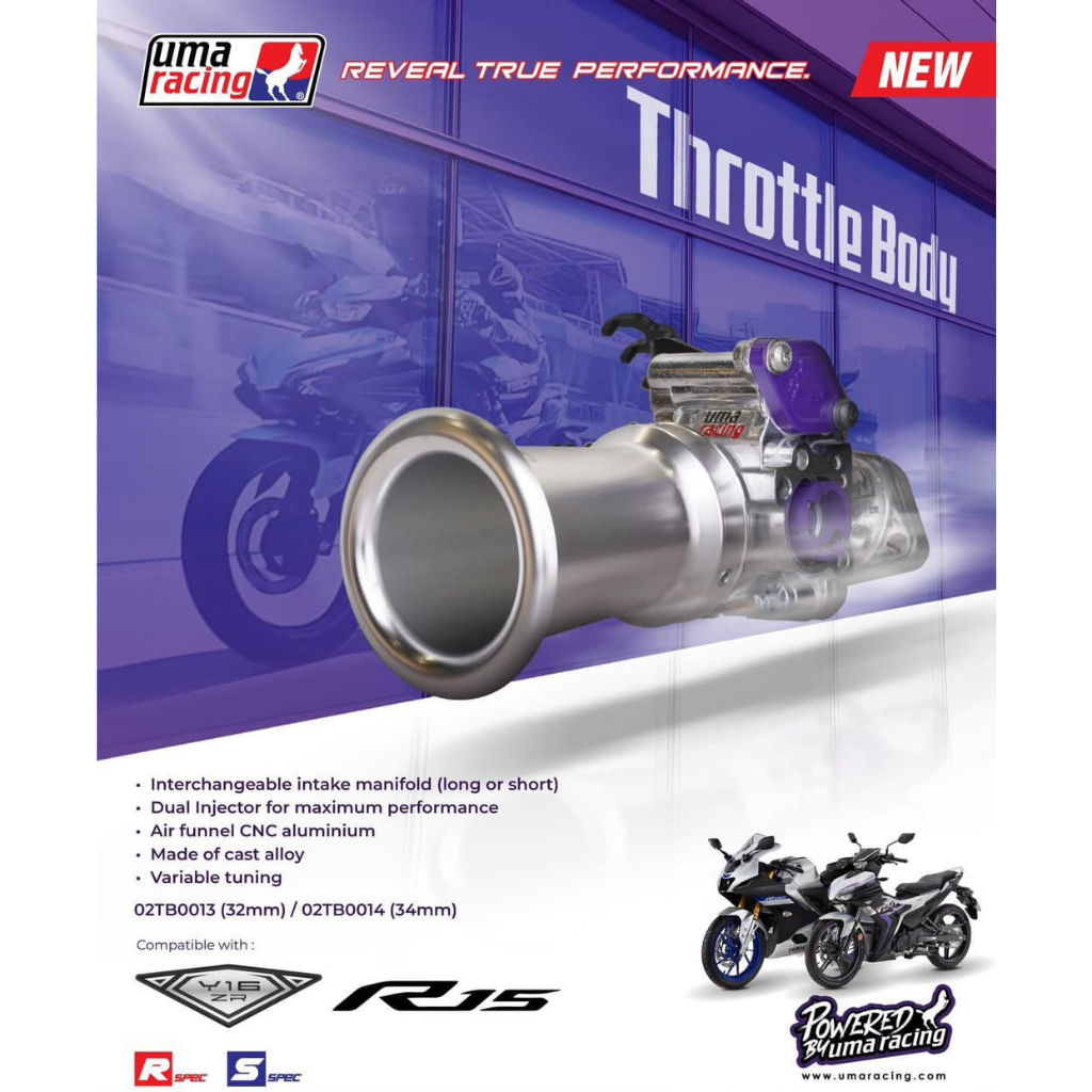 UMA RACING Y16ZR R15 V3 THROTTLE BODY KIT 32mm & 34mm 100 ORIGINAL