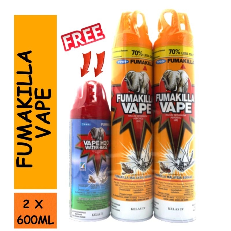 Fumakilla Vape Spray (600ml x 2) free Fumakilla Vape H20 Water-Base ...