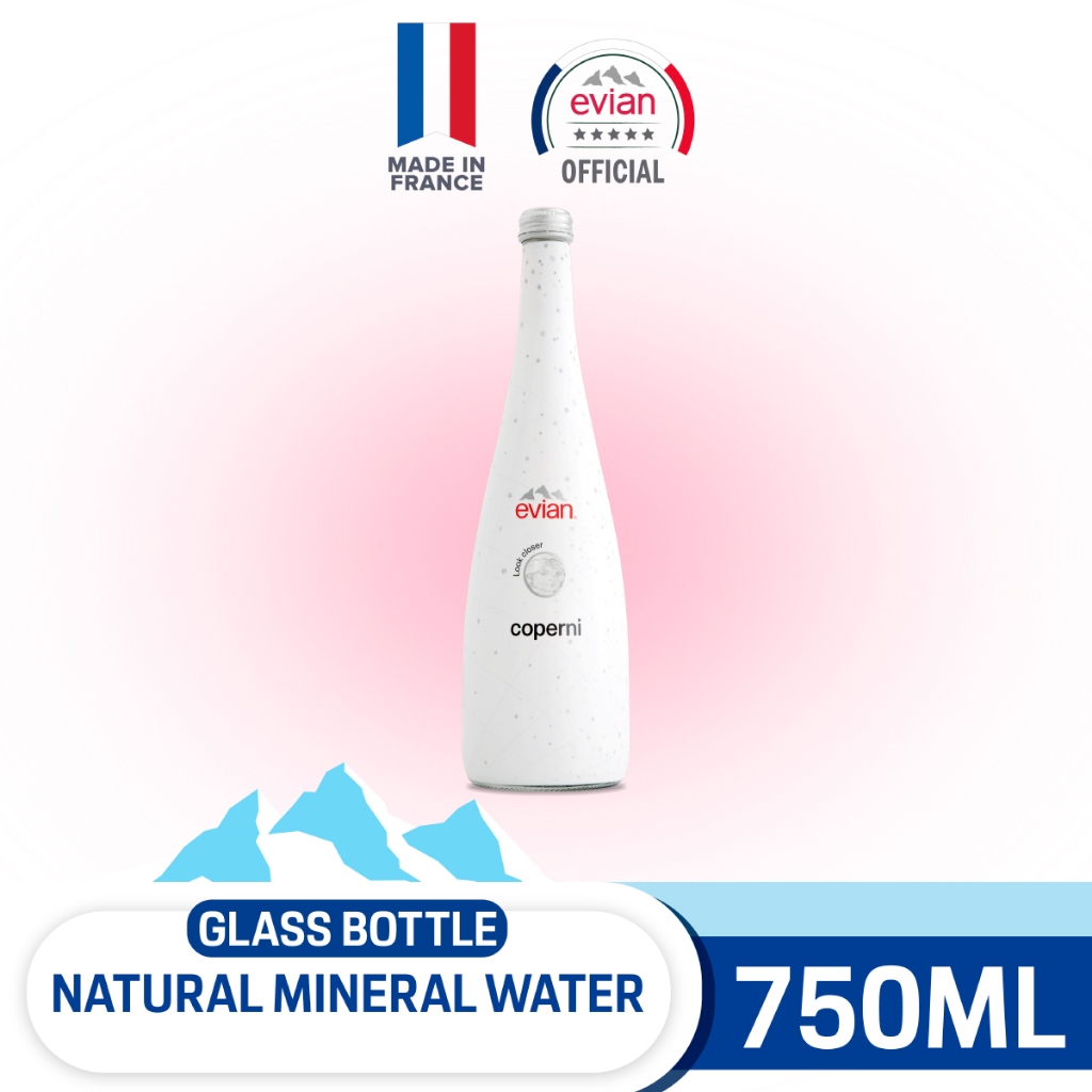 Evian Natural Mineral Water in Glass Bottle 750 ml